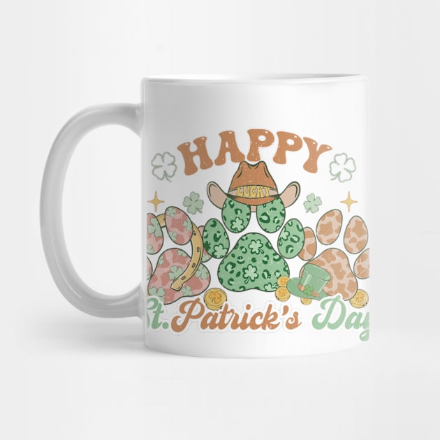 Dog Lover Happy St Patricks Day Paw Print Lucky Shamrock Irish by JDVNart